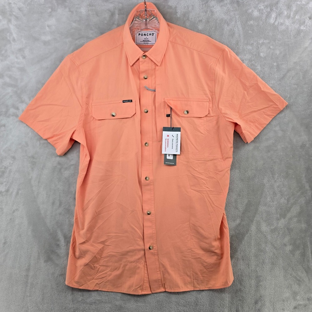 Poncho The Mexican Sunset Shirt Mens Small Slim Peach Short Sleeve Performance